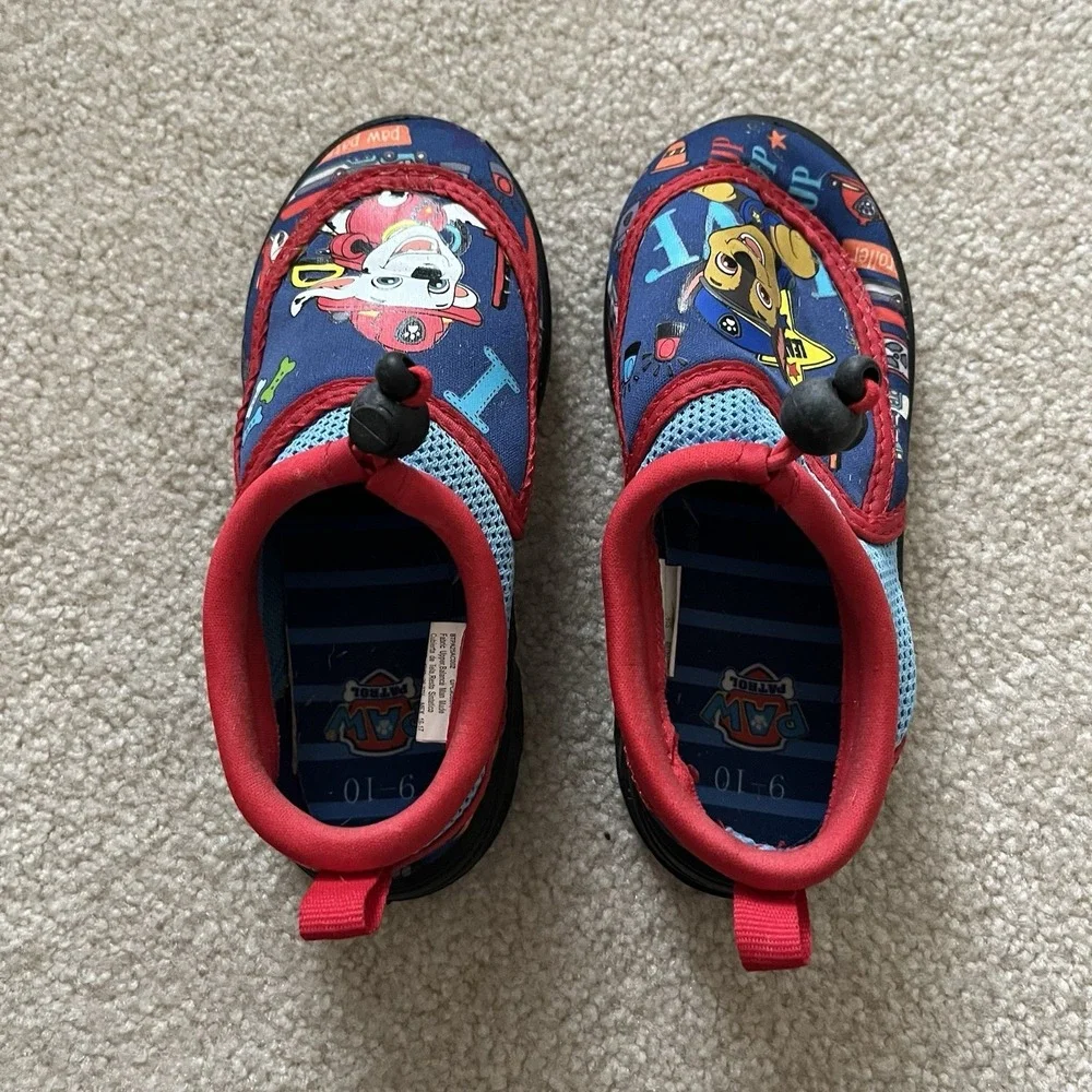 Paw Patrol Toddler Boys Water Shoes Swim Chase Marshall Blue Red Slip Size 9/10